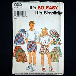 Simplicity 9052 Girls Boys Shorts Sewing Pattern Sizes 7 8 10 12 14 Uncut FF